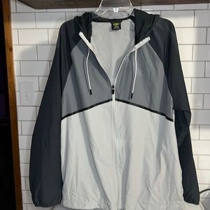Athletic Works Color Block Hooded Long Sleeve Windbreaker Jacket Sz L Gray